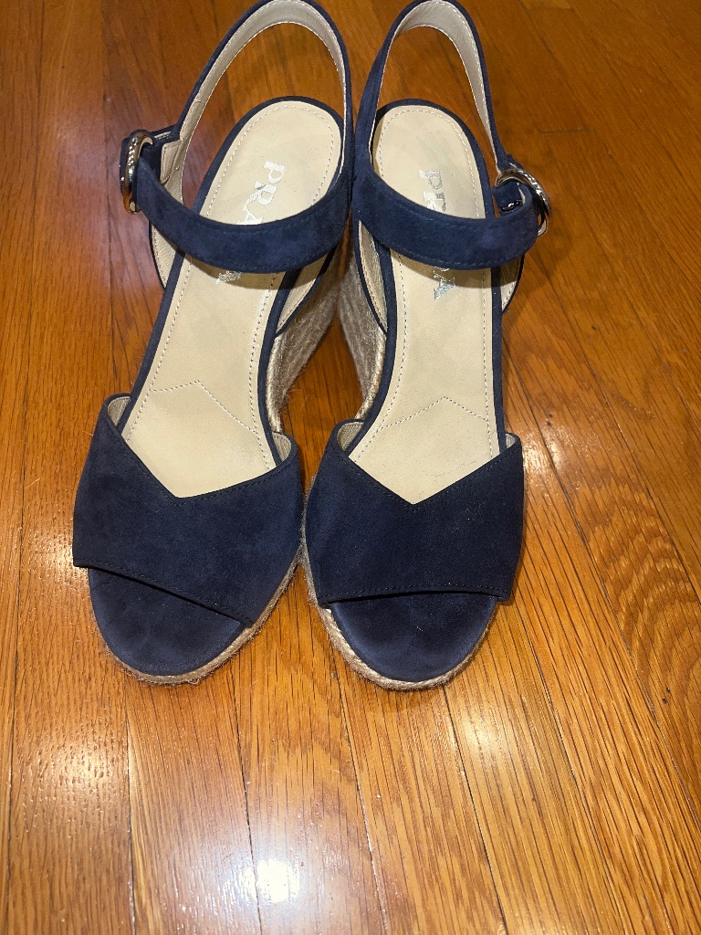 Prada Navy Suede Espadrilles/Wedges Size 37/7